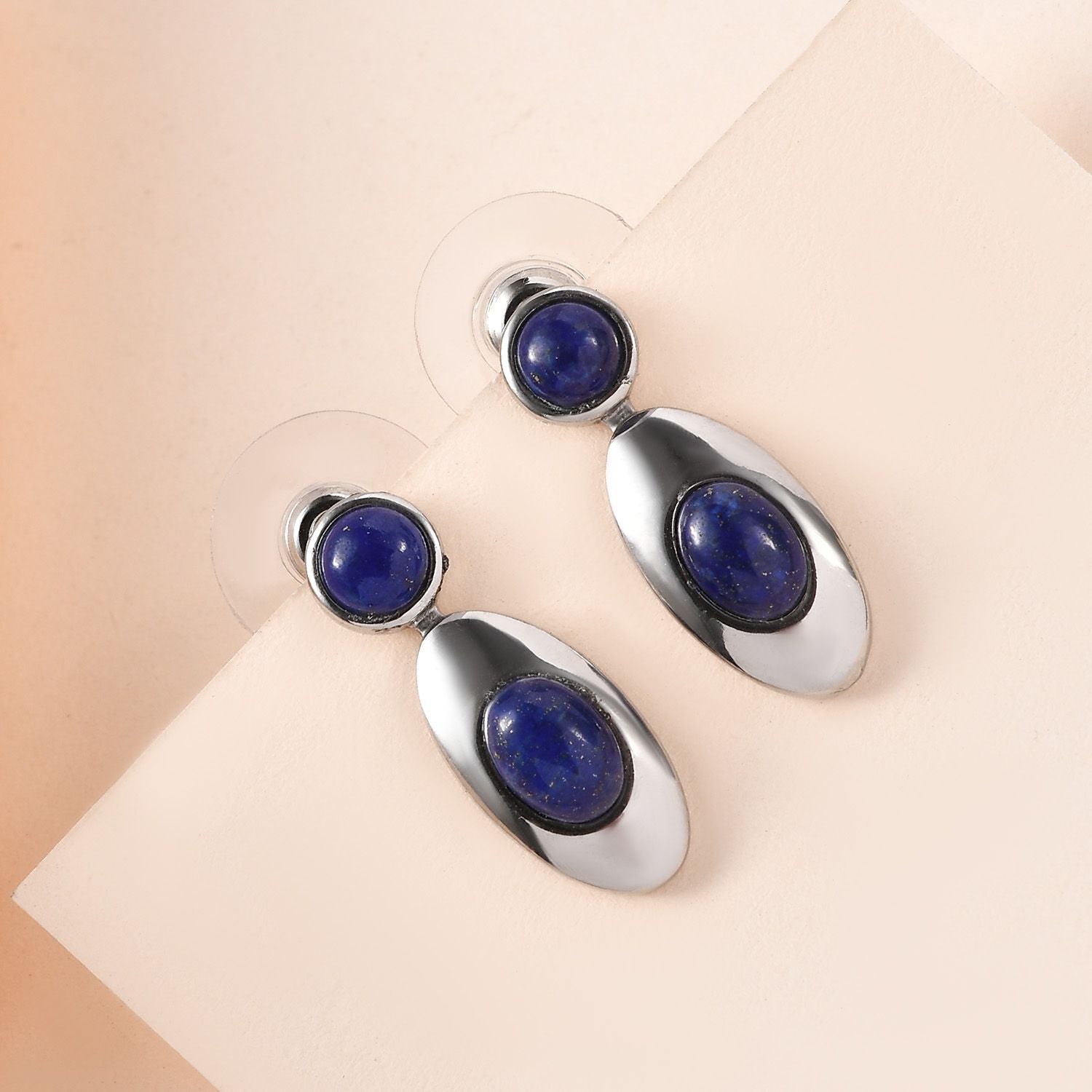 Lapislazuli Ohrringe  Edelstahl ca. 3.22 ct