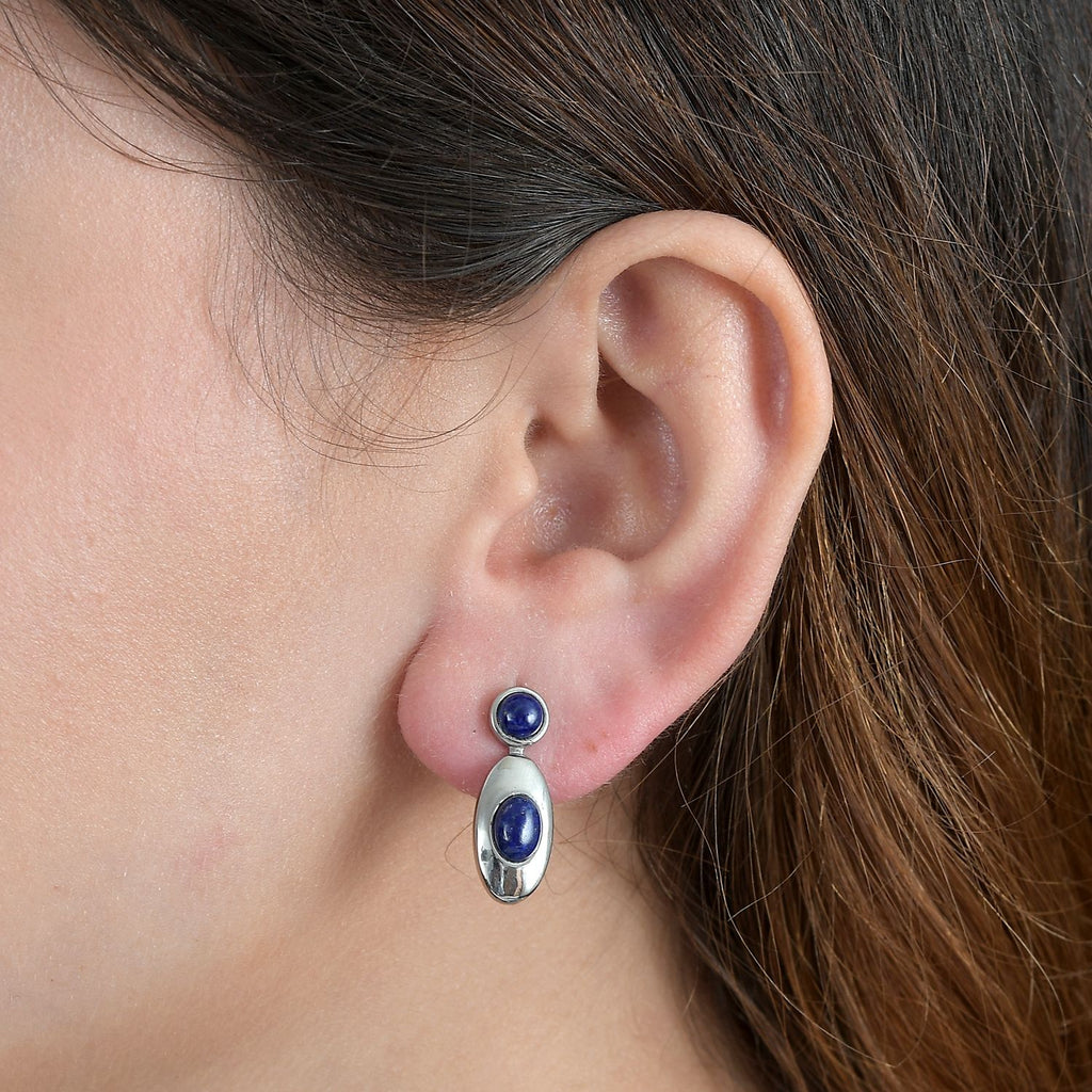Lapislazuli Ohrringe  Edelstahl ca. 3.22 ct