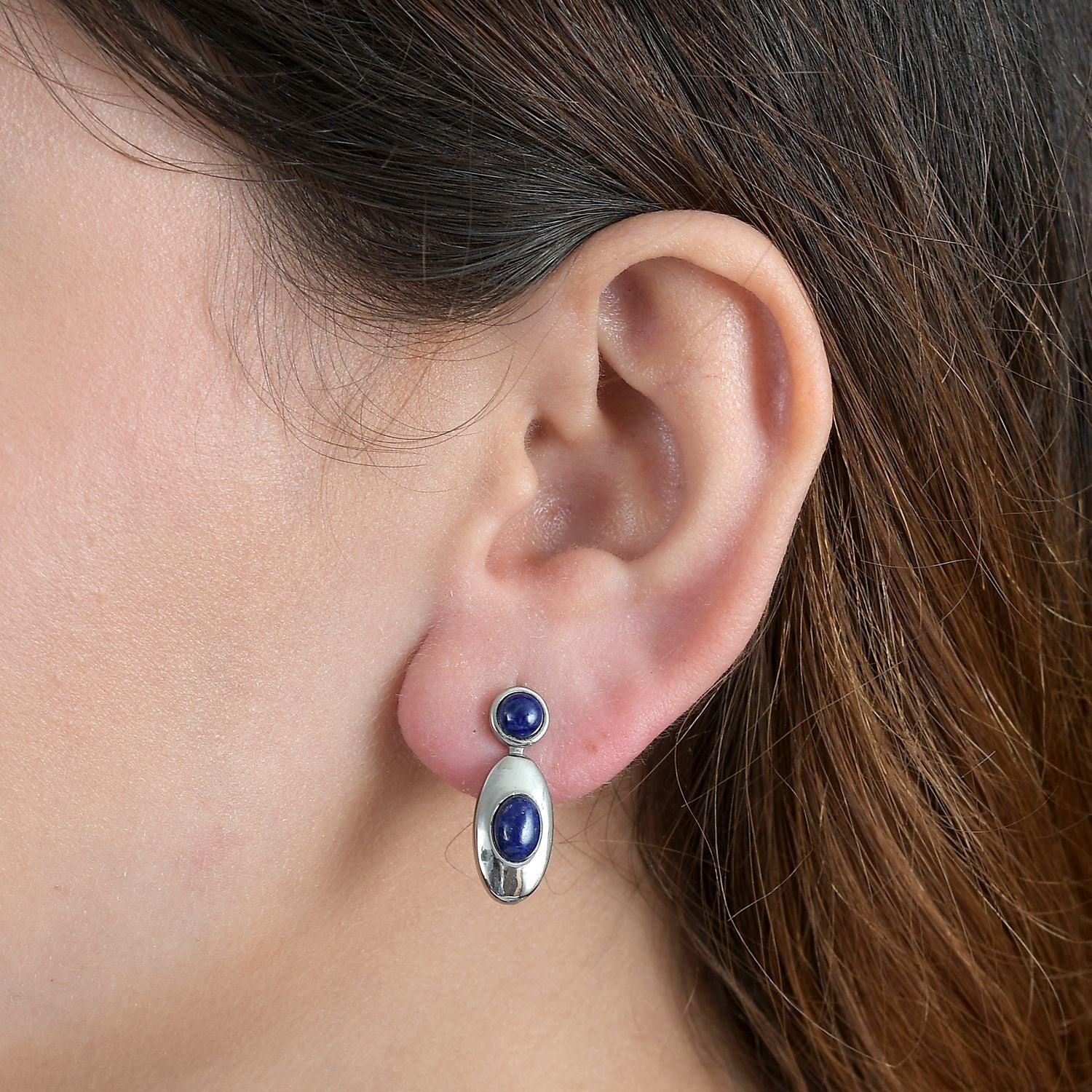 Lapislazuli Ohrringe  Edelstahl ca. 3.22 ct