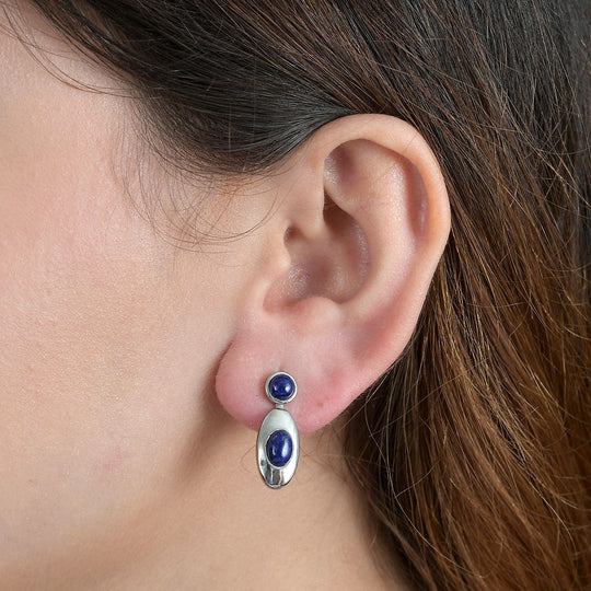 Lapislazuli Ohrringe  Edelstahl ca. 3.22 ct