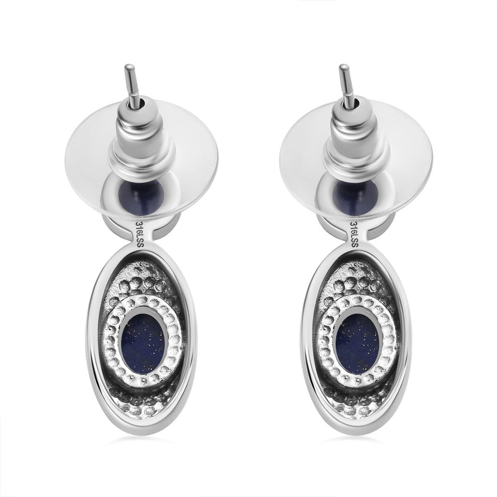 Lapislazuli Ohrringe  Edelstahl ca. 3.22 ct