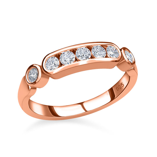 Moissanit Ring, 925 Silber Roségold Vermeil, (Größe 19.00), ca. 0.49 ct