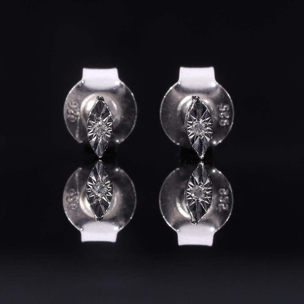 WeißerDiamant Ohrringe, 925 Silber platiniert