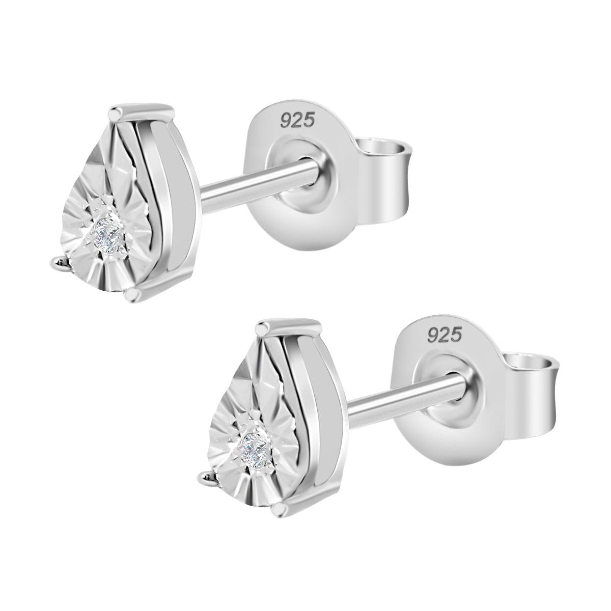 Weiße Diamant Ohrringe, 925 Silber platiniert