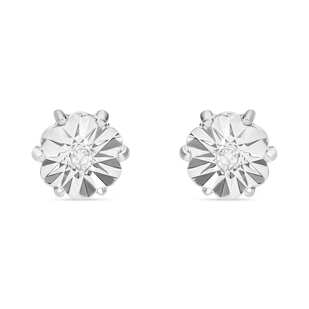 Weiße Diamant Ohrringe, 925 Silber platiniert