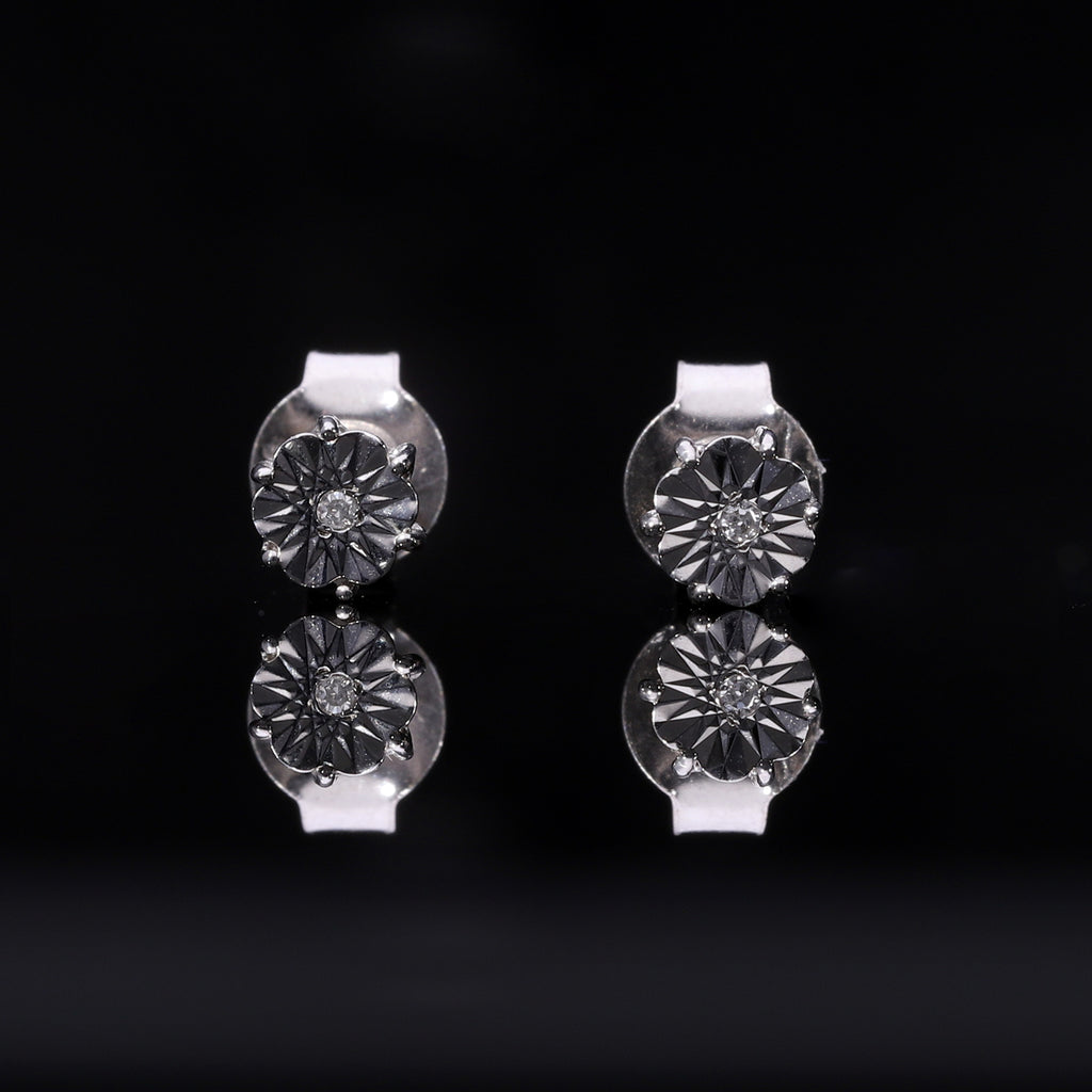Weiße Diamant Ohrringe, 925 Silber platiniert