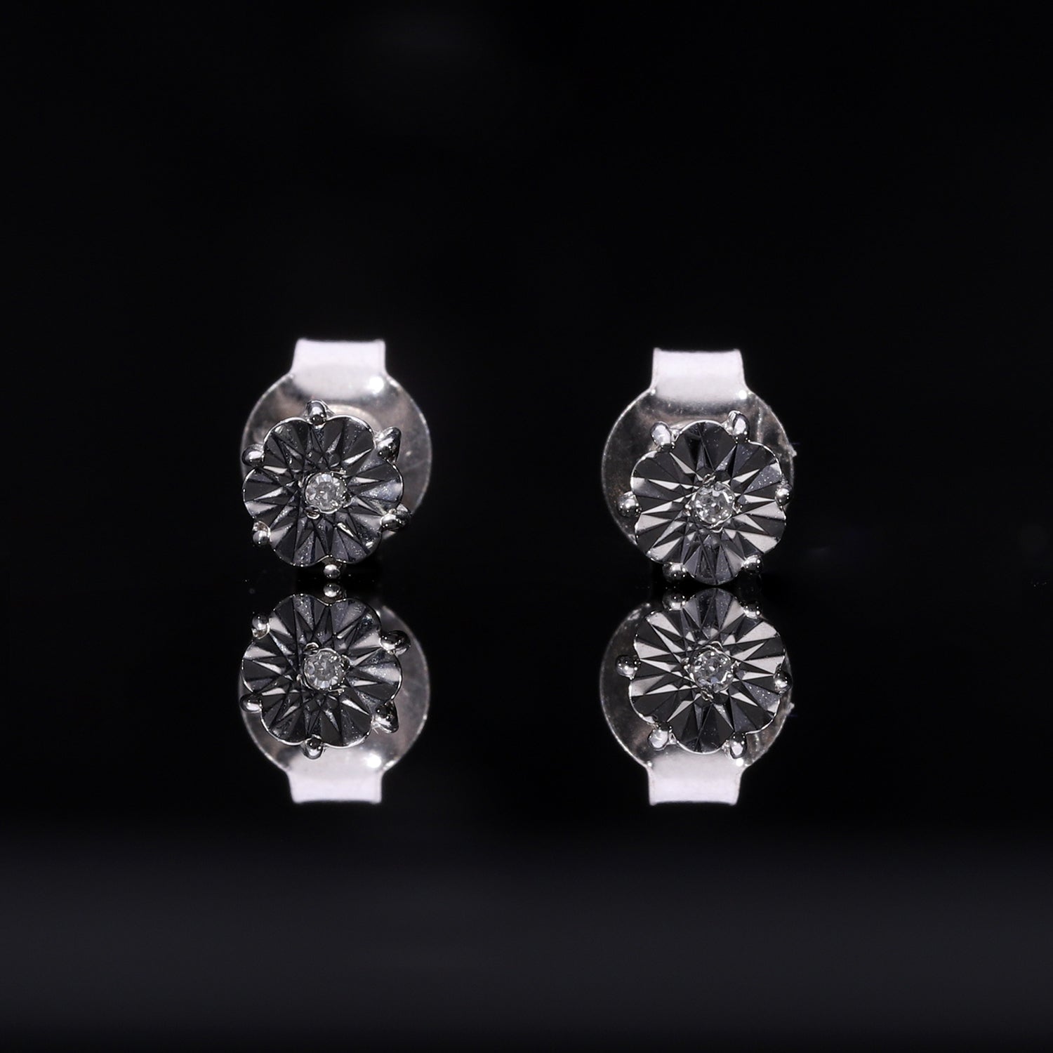 Weiße Diamant Ohrringe, 925 Silber platiniert