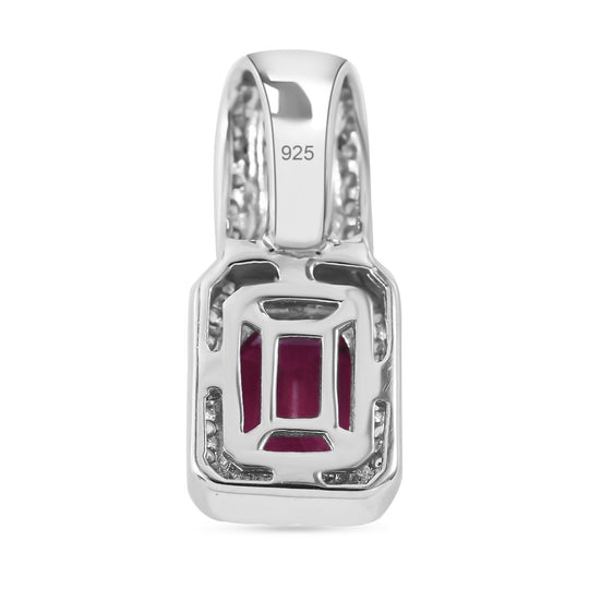 AA Afrikanischer Rubin (Fissure gefüllt), Mehrfarbig Saphir Anhänger 925 Silber rhodiniert ca. 2.75 ct