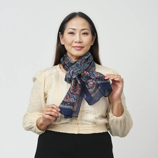 Tabby Printed 100%  RECTANGLE  SILK SCARF COLOR : Red SIZE : 49  x 160  cm