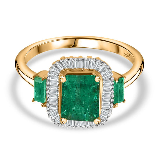 AAA Kagem Sambischer Smaragd Ring, 585 Gold (Größe 21.00) ca. 2.18 ct