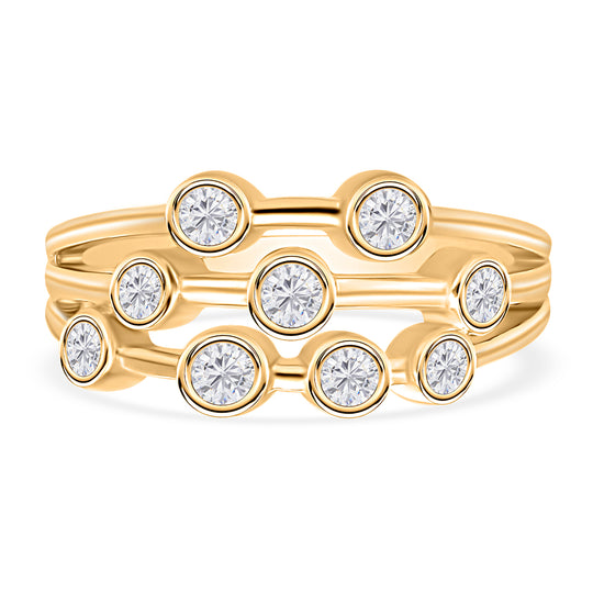 Weißer Diamant Ring, 925 Silber Gelbgold Vermeil, (Größe 18.00) ca. 0.30 ct