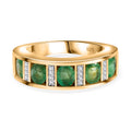 Kagem Sambischer Smaragd, Weißer Zirkon Ring, 925 Silber Gelbgold Vermeil, (Größe 18.00) ca. 1.73 ct