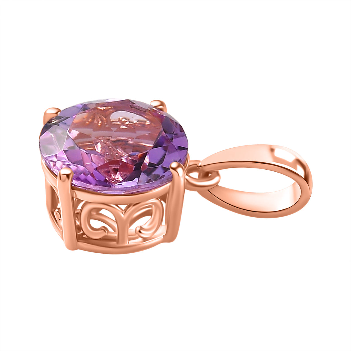 Rose De France Amethyst Anhänger 925 Silber rosévergoldet ca. 3,55 ct.