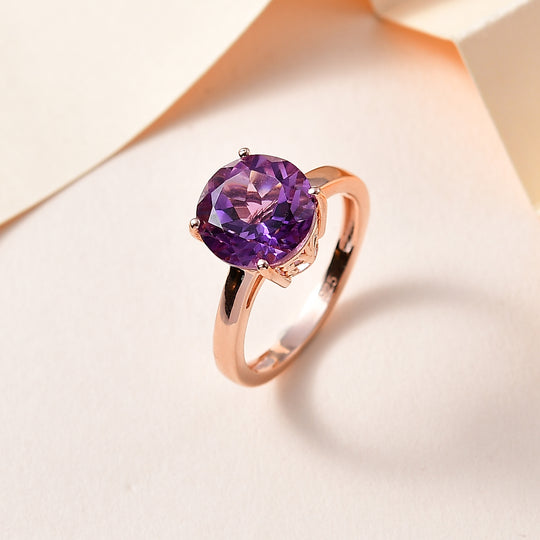 Rose De France Amethyst Ring, 925 Silber rosévergoldet, ca. 3.55 ct