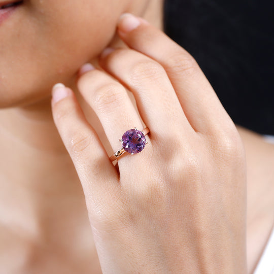 Rose De France Amethyst Ring, 925 Silber rosévergoldet, ca. 3.55 ct