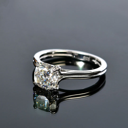 Moissanit Ring, 925 Silber platiniert, (Größe 19.00) ca. 1.66 ct