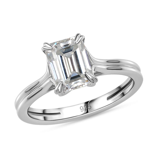 Moissanit Ring 925 Silber platiniert (Größe 20.00) ca. 1,63 ct