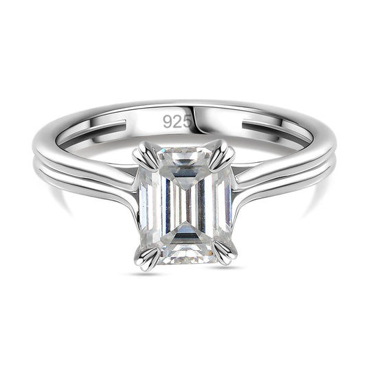 Moissanit Ring 925 Silber platiniert (Größe 20.00) ca. 1,63 ct