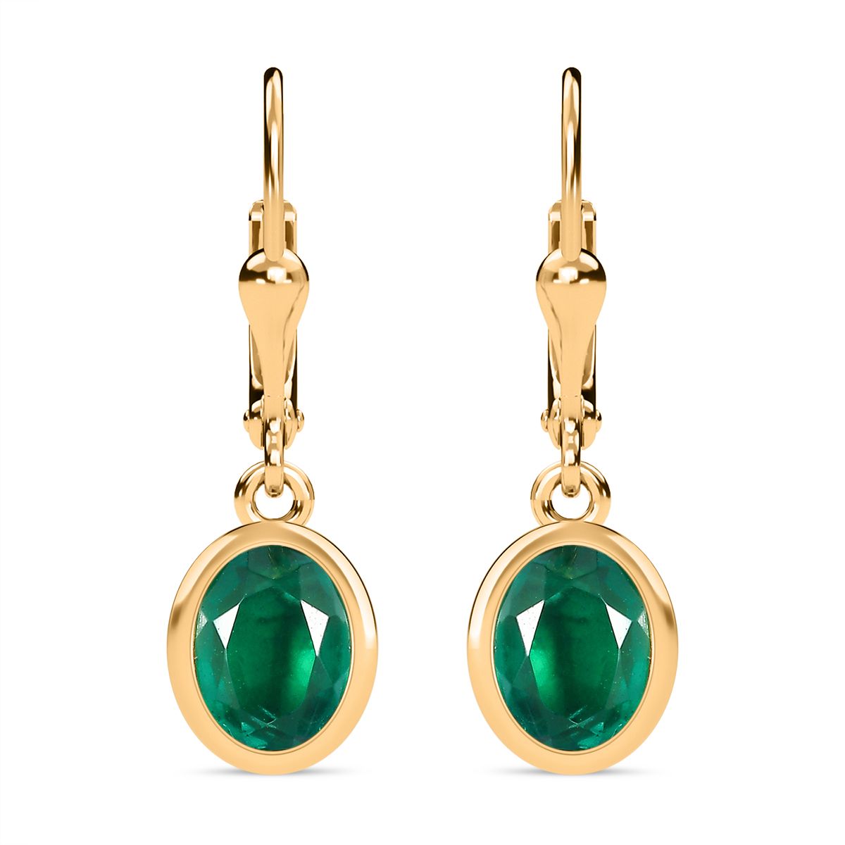Smaragd-Triplette-Quarz Ohrringe 925 Silber Gelbgold Vermeil ca. 3,07 ct.