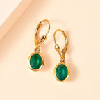 Smaragd-Triplette-Quarz Ohrringe 925 Silber Gelbgold Vermeil ca. 3,07 ct.