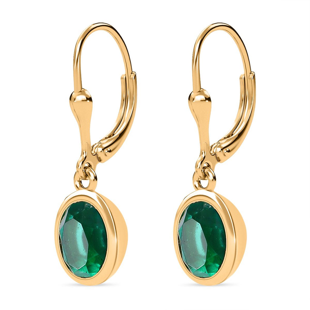 Smaragd-Triplette-Quarz Ohrringe 925 Silber Gelbgold Vermeil ca. 3,07 ct.