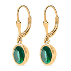 Smaragd-Triplette-Quarz Ohrringe 925 Silber Gelbgold Vermeil ca. 3,07 ct.