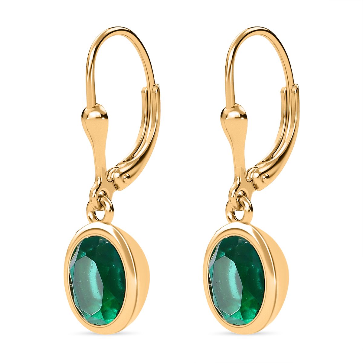 Smaragd-Triplette-Quarz Ohrringe 925 Silber Gelbgold Vermeil ca. 3,07 ct.