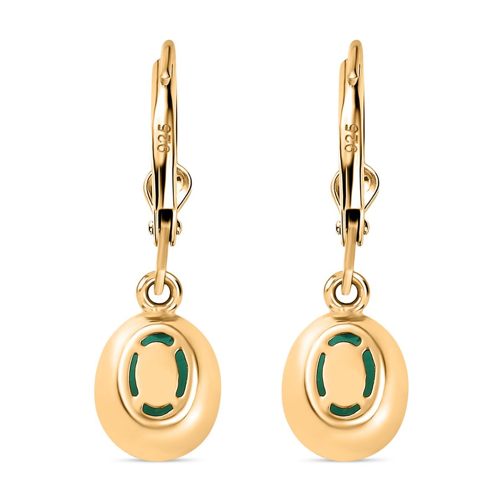 Smaragd-Triplette-Quarz Ohrringe 925 Silber Gelbgold Vermeil ca. 3,07 ct.