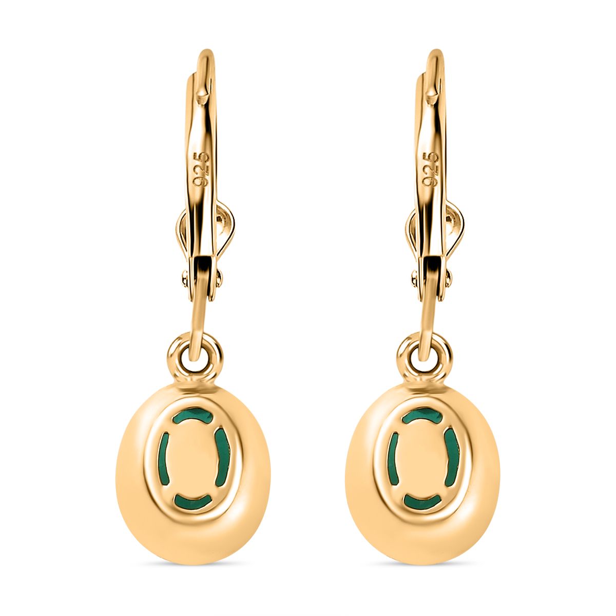 Smaragd-Triplette-Quarz Ohrringe 925 Silber Gelbgold Vermeil ca. 3,07 ct.