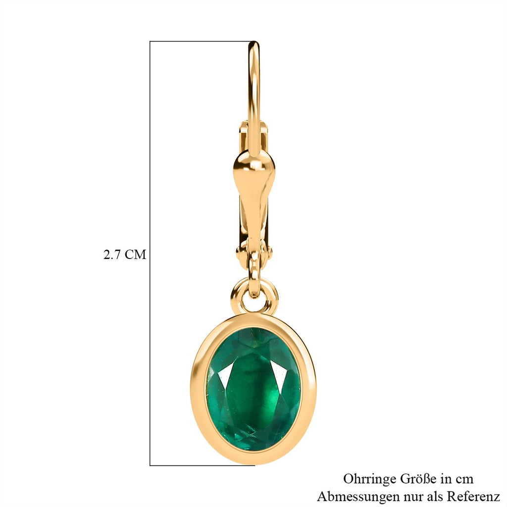 Smaragd-Triplette-Quarz Ohrringe 925 Silber Gelbgold Vermeil ca. 3,07 ct.