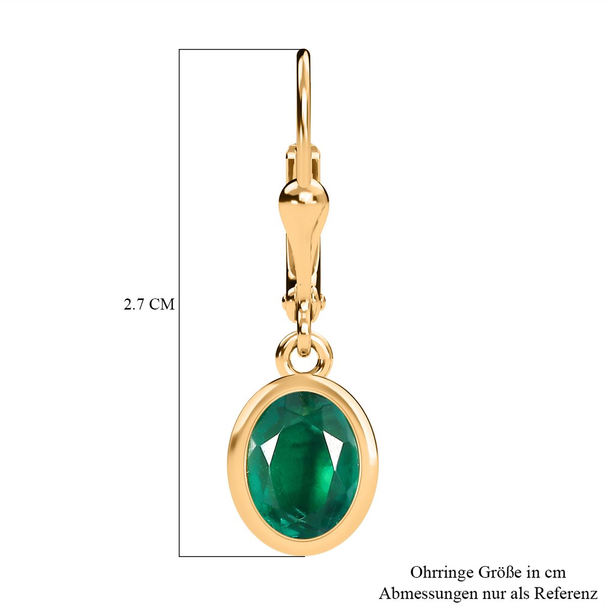 Smaragd-Triplette-Quarz Ohrringe 925 Silber Gelbgold Vermeil ca. 3,07 ct.