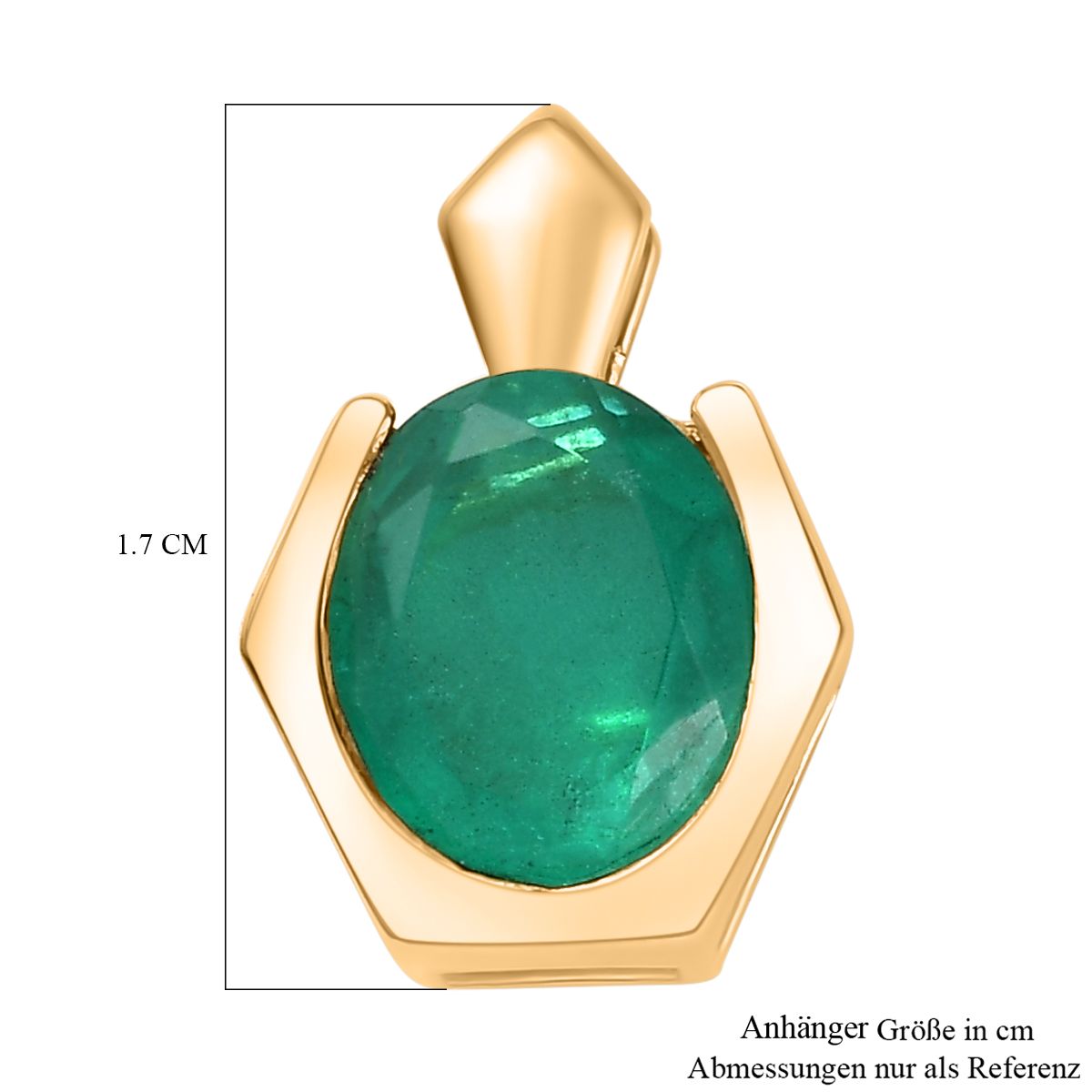 Smaragd-Quarz -Triplette Anhänger 925 Silber vergoldet ca. 3.15 ct