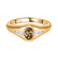 AA Natürlicher goldener Tansanit, Weißer Zirkon Ring, 925 Silber Gelbgold Vermeil (Größe 17.00), ca. 0.74 ct