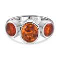 Bernstein Ring 925 Silber rhodiniert (Größe 16.00)