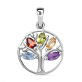 Mehrfarbige Edelstein Anhänger, 925 Silber platiniert ca. 0.84 ct