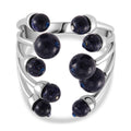 Blauer Sandstein, Blauer Kristall Flexibler Ring, Messing