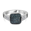 Weißer Diamant P, Blauer Diamant Ring 925 Silber platiniert (Größe 18.00) ca. 0.50 ct