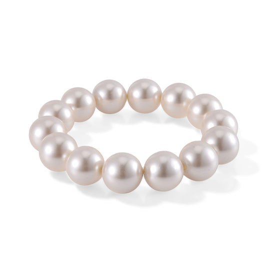 Goldenes Muschelkernperle (15-17mm) flexibles Armband
