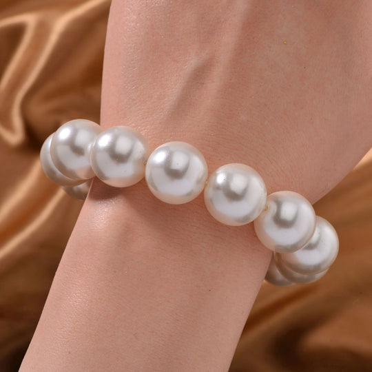 Pfauenfarbenes Muschelkernperle (15-17mm) flexibles Armband