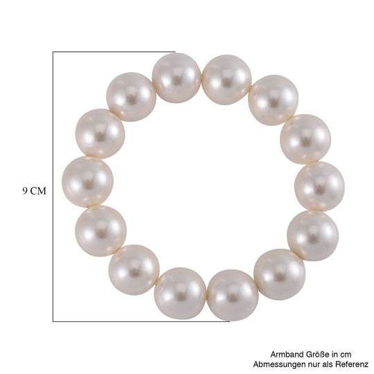 Pfauenfarbenes Muschelkernperle (15-17mm) flexibles Armband