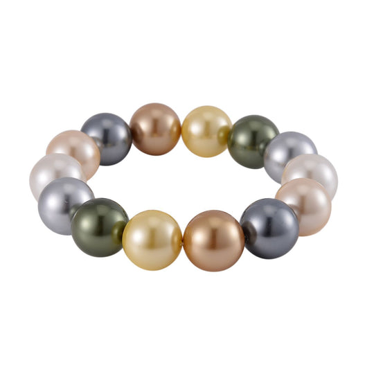 Pfauenfarbenes Muschelkernperle (15-17mm) flexibles Armband