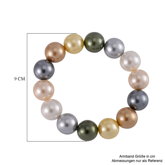 Goldenes Muschelkernperle (15-17mm) flexibles Armband