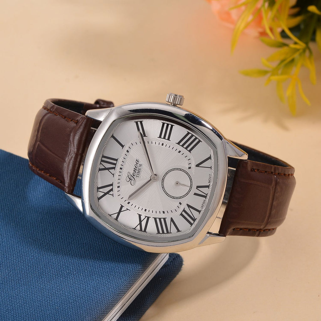 GENOA Limitierte Auflage Miyota Japanese Movement Uhr mit Echtlederarmband - Braun