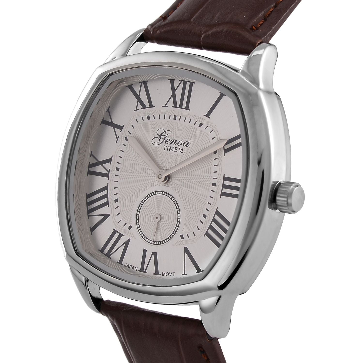 GENOA Limitierte Auflage Miyota Japanese Movement Uhr mit Echtlederarmband - Braun