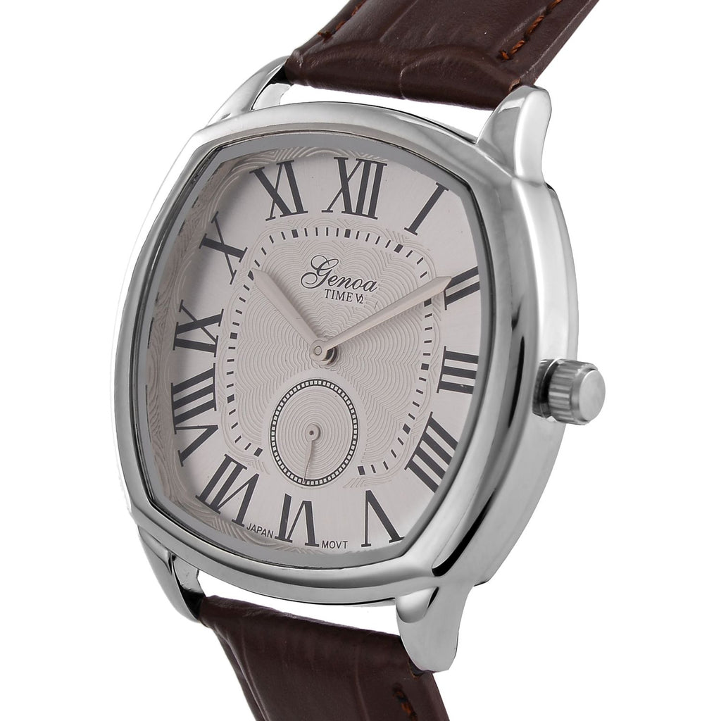 GENOA Limitierte Auflage Miyota Japanese Movement Uhr mit Echtlederarmband - Braun