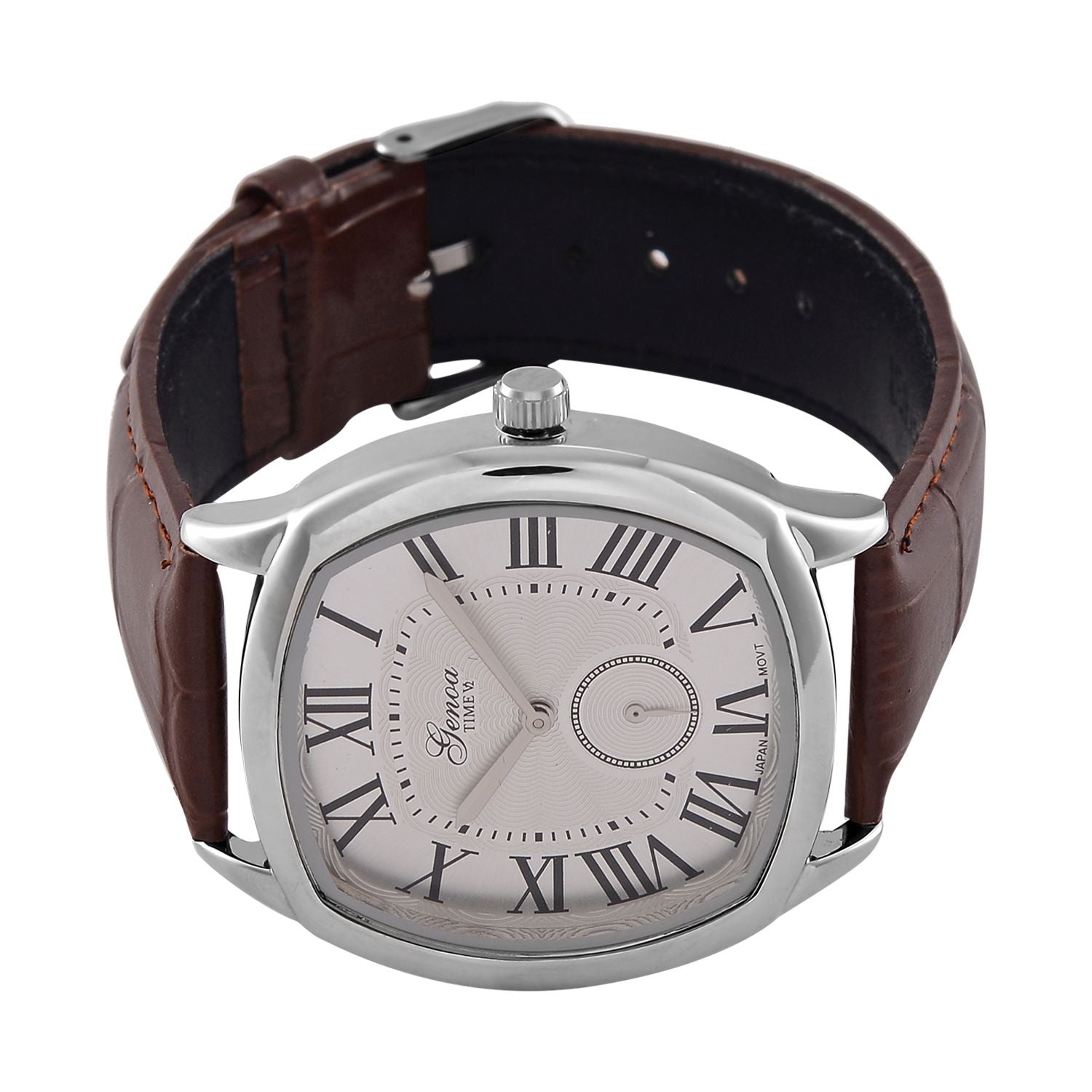 GENOA Limitierte Auflage Miyota Japanese Movement Uhr mit Echtlederarmband - Braun