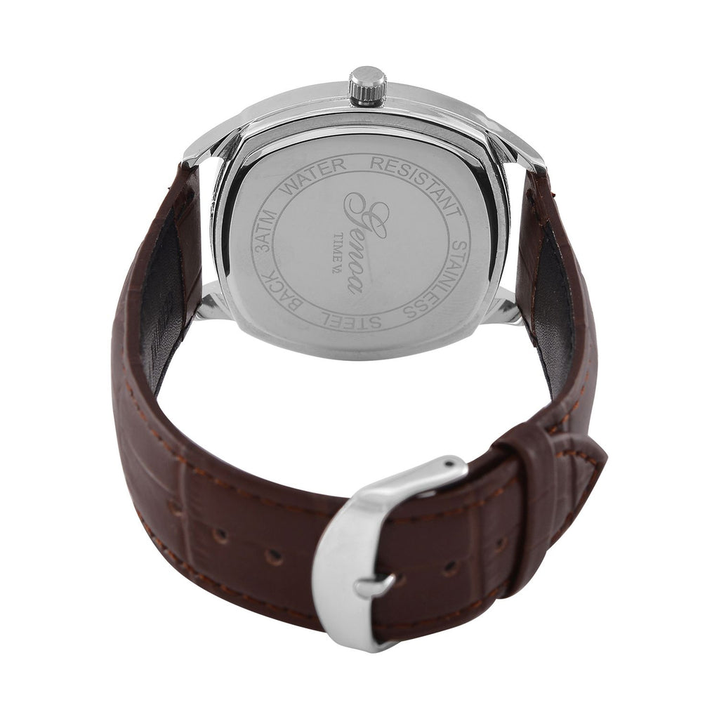 GENOA Limitierte Auflage Miyota Japanese Movement Uhr mit Echtlederarmband - Braun