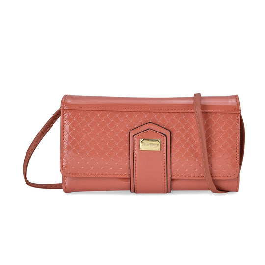 PASSAGE - Geprägte PU-Leder Crossbody Geldbörse, Größe: 18,5 x 3,5 x 9,5 cm, hellblau