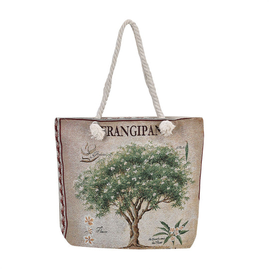 Gewebte Jutetasche mit buntem Blumenmuster, Maße: 42x34xx37cm, Schwarz