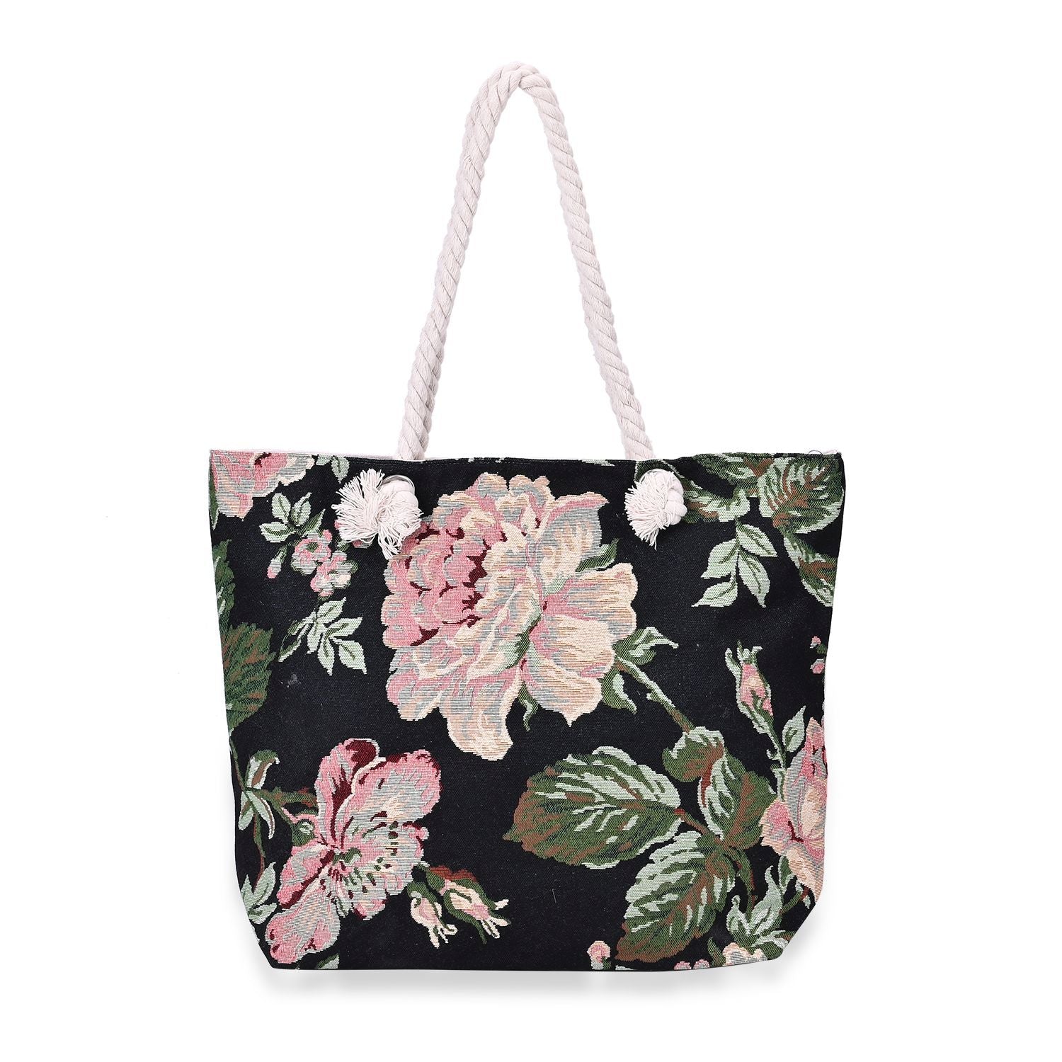 Schwarz mit rosa Blumendruck